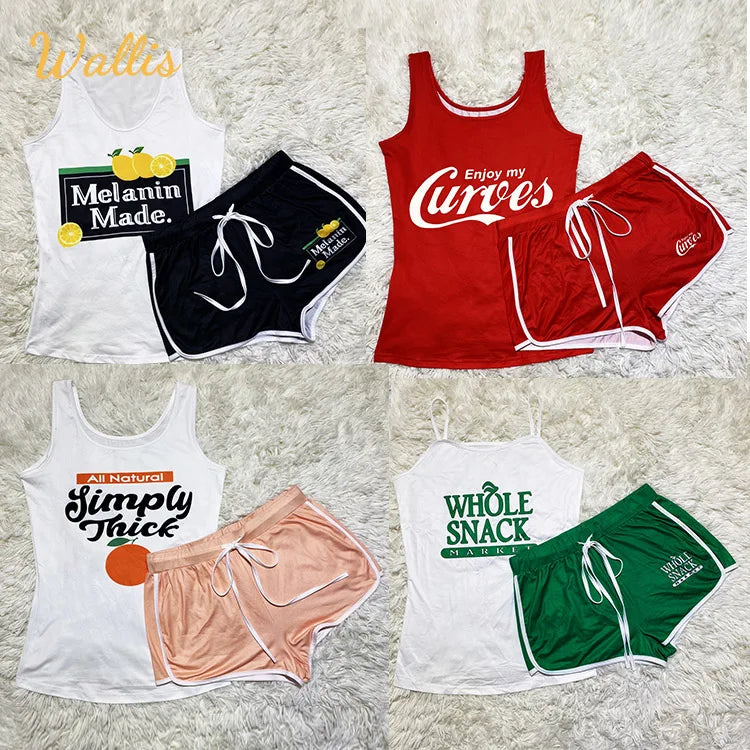 stylish wigs for different occasions-5XL Wholesale Women's Shorts Sets Tank Top Shorts Summer Clothes For Women Sports Fitness Plus Size Two Piece Suit Tracksuits