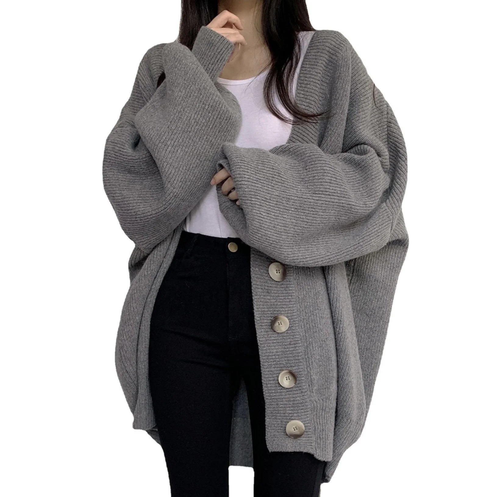 glamorous wigs for parties-Liu Ming Cheap Wholesale Winter Women Clothing Casual 2023 Fashion Long Sleeve Loose Knitted Oversized Cardigan Sweater Coat