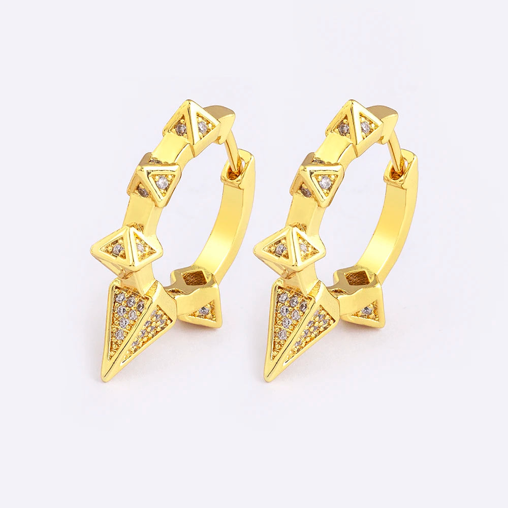 no glue wigs for convenience-QIKU Punk Triangle Taper Crystal Hoop Earrings Cubic Zirconia Geometric Design Earrings Jewelry Gift Wholesale Dropshipping