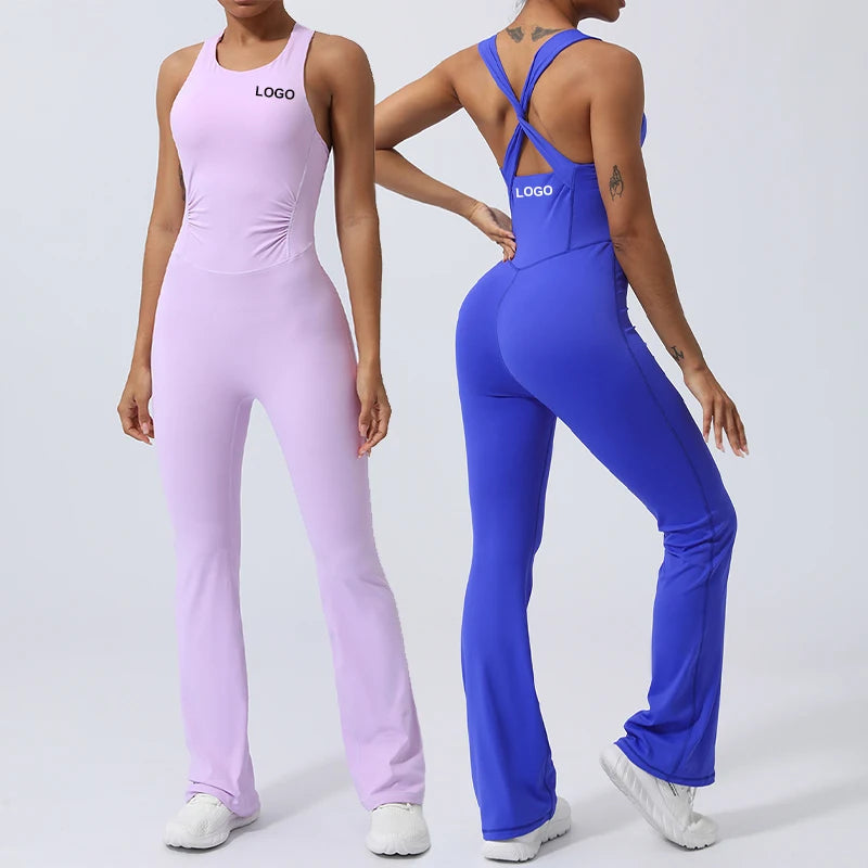 wigs for fashionable appearances-YIYI 2024 New Arrival Wholesale Fitness Sports Gym Workout Quick Dry Cross Twist Back Workout One Piece Yoga Jumpsuit For Women