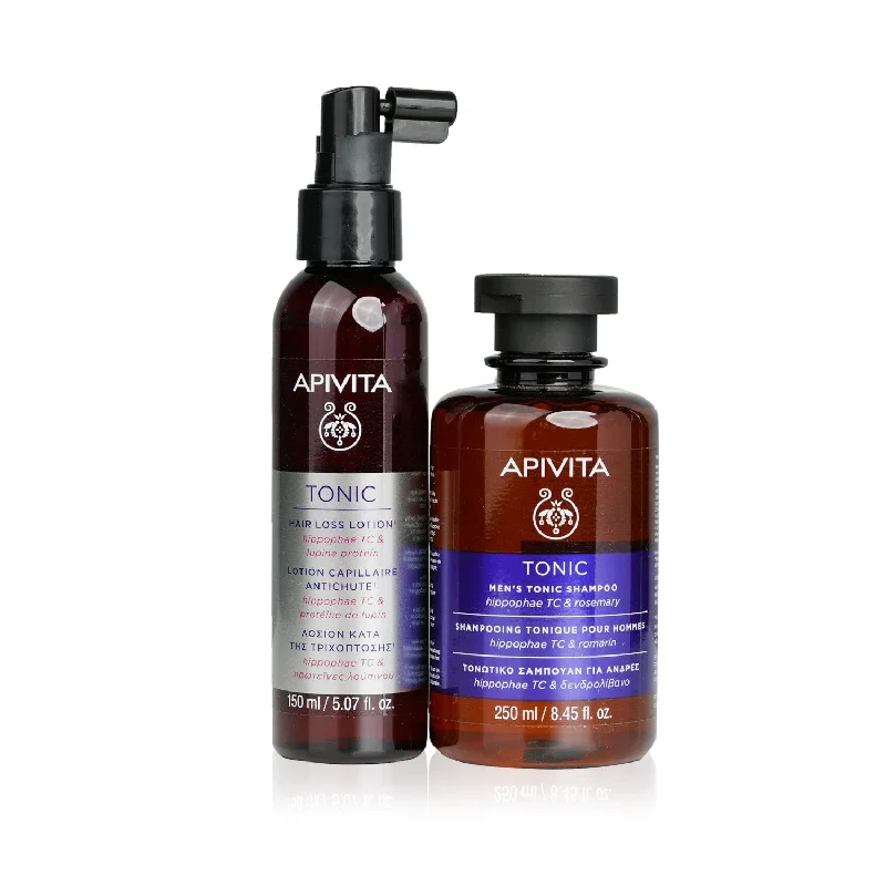 Apivita Men's Tonic Hair Set: Tonic Hair Loss Lotion 150ml + Tonic Men's Tonic Shampoo 250ml (Box Slightly Damaged)  2pcs