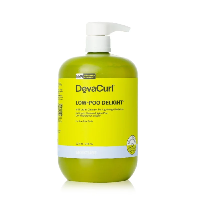 hair care routine for curly hair -DevaCurl Low-Poo Delight Mild Lather Cleanser For Lightweight Moisture - For Dry, Fine Curls  946ml/32oz