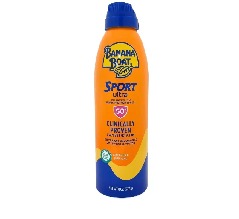 Banana Boat Sport Ultra Clear Sunscreen Spray SPF 50+ Clinically Proven 8 Ounce