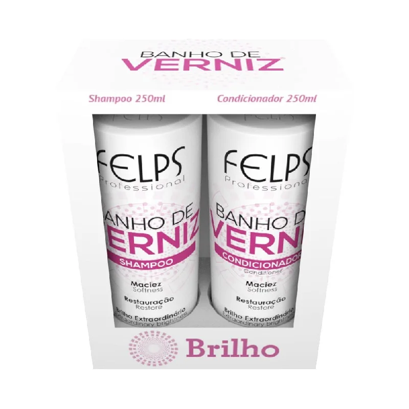 Felps Banho De Verniz Intense Shine Home Care Shampoo & Conditioner (250ml8.45oz)