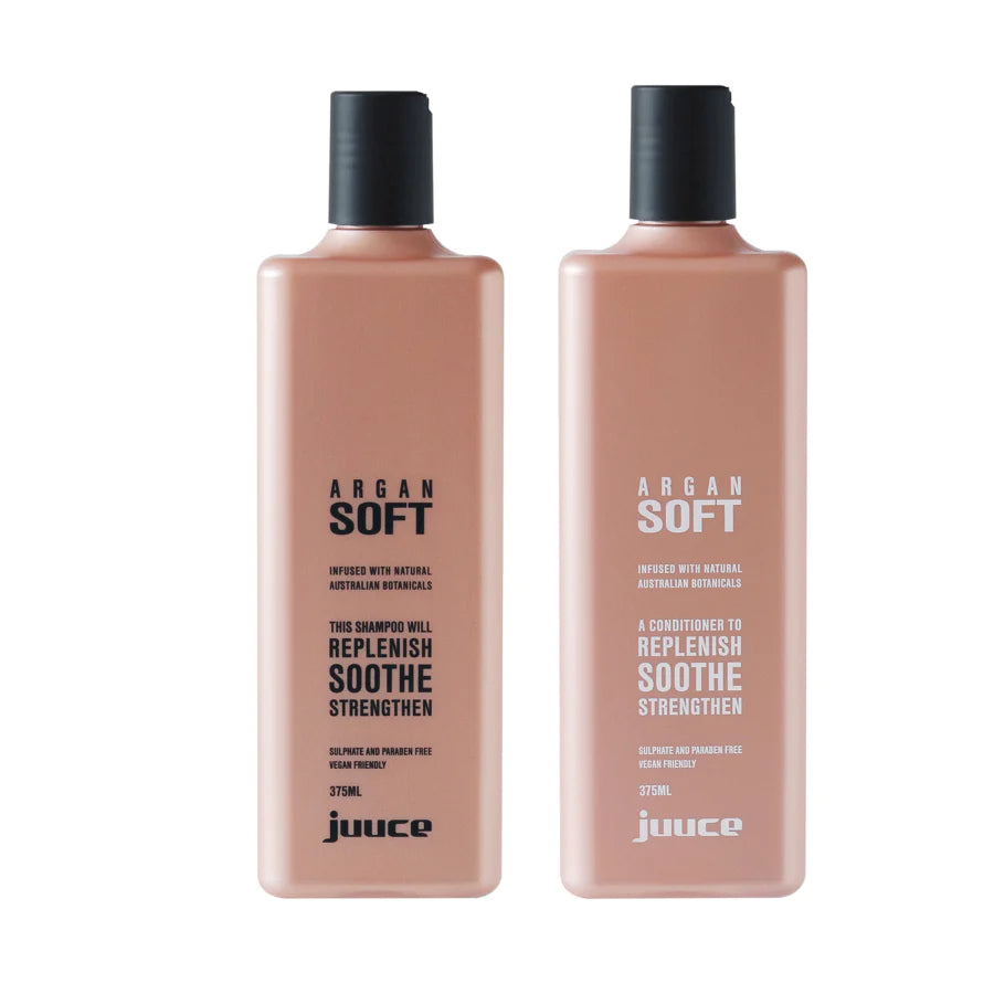 JUUCE Argan Soft Shampoo and Conditioner 375ml Bundle