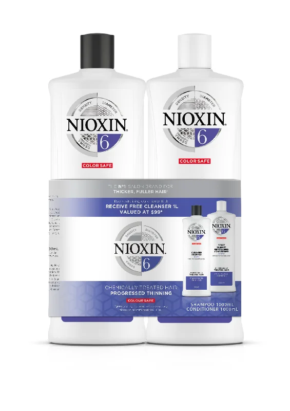 Nioxin System 6 Cleanser Shampoo and Scalp Therapy Revitaliser Conditioner 1000ml Bundle