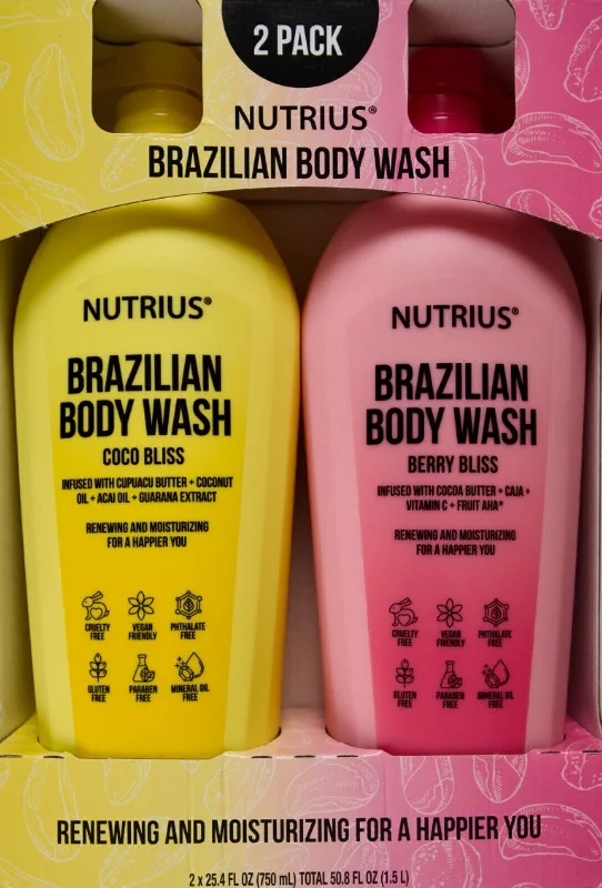 Nutrius Brazilian Body Wash Coco Berry Bliss Family-Size, 2 x 25.4 FL OZ