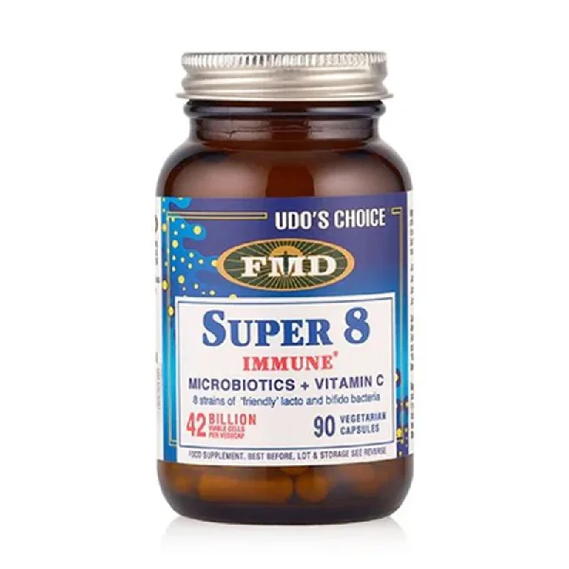 Udo's Choice Super 8 Immune Microbiotics + Vitamin C - 90 Capsules