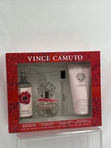 Vince Camuto Amore Gift Set Women 1.7oz +0.34 EDP 5oz Cream 4.2 Mist